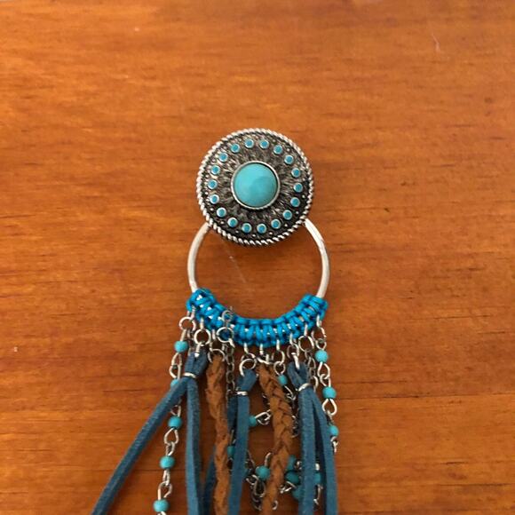 Justin Boots Turquoise Western Concho Earrings with Fringe NWT - Picture 8 of 14